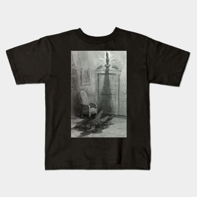 The Raven - Gustave Dore Kids T-Shirt by forgottenbeauty